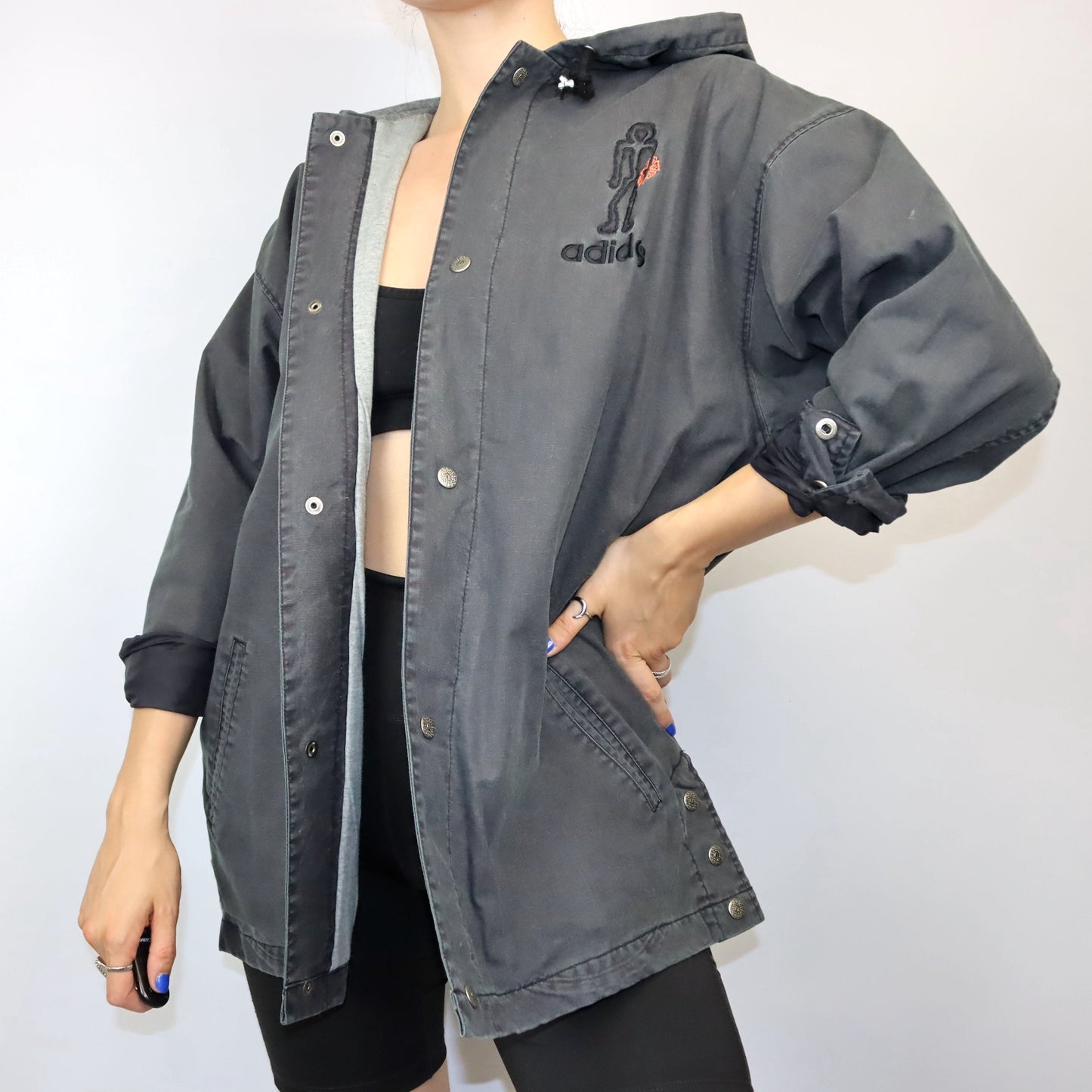 Vintage ADIDAS Rare Streetball Jacket Denim Gray Deadstock 176 M