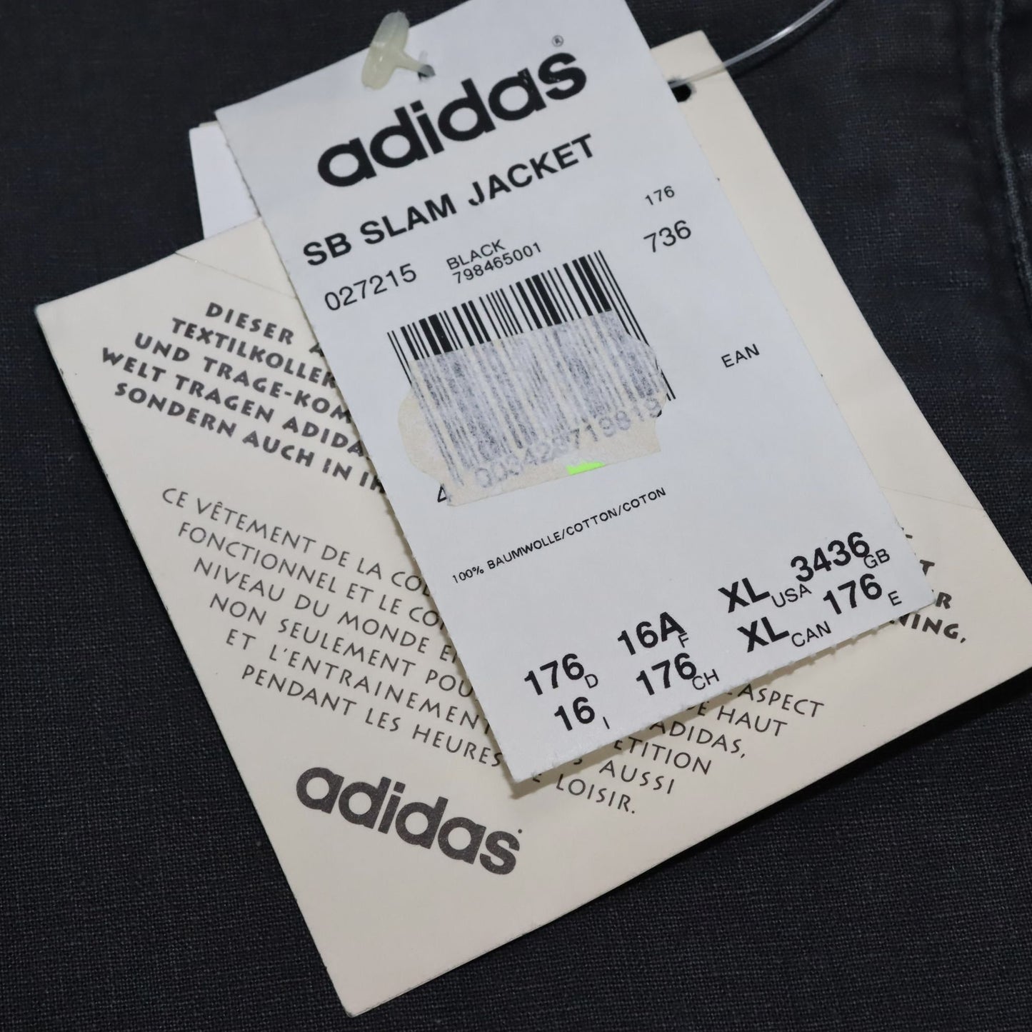 Vintage ADIDAS Rare Streetball Jacket Denim Gray Deadstock 176 M