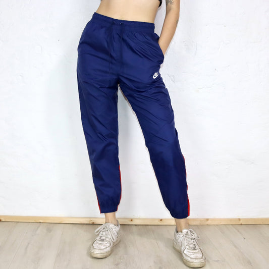 Vintage 90s 00s NIKE tracksuit bottoms dark blue red M