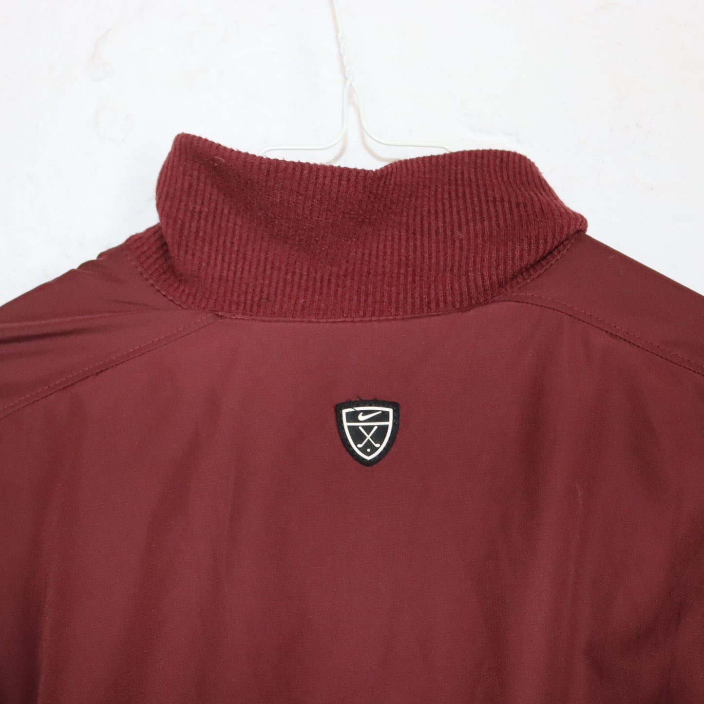 Vintage 80er 90er NIKE Golf Windbreaker Wendejacke Pullover Stehkragen Wolle weinrot XL