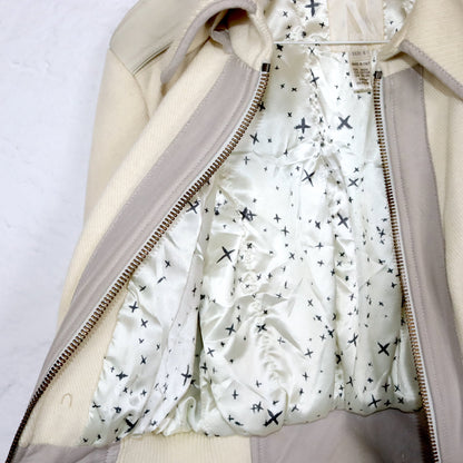 Vintage 80s 90s DIESEL Premium wool jacket jacket wool leather cream white tailored point collar S