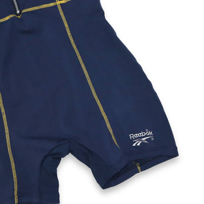 Vintage 80s 90s REEBOK training one-piece gymnastics bodysuit dark blue yellow 40