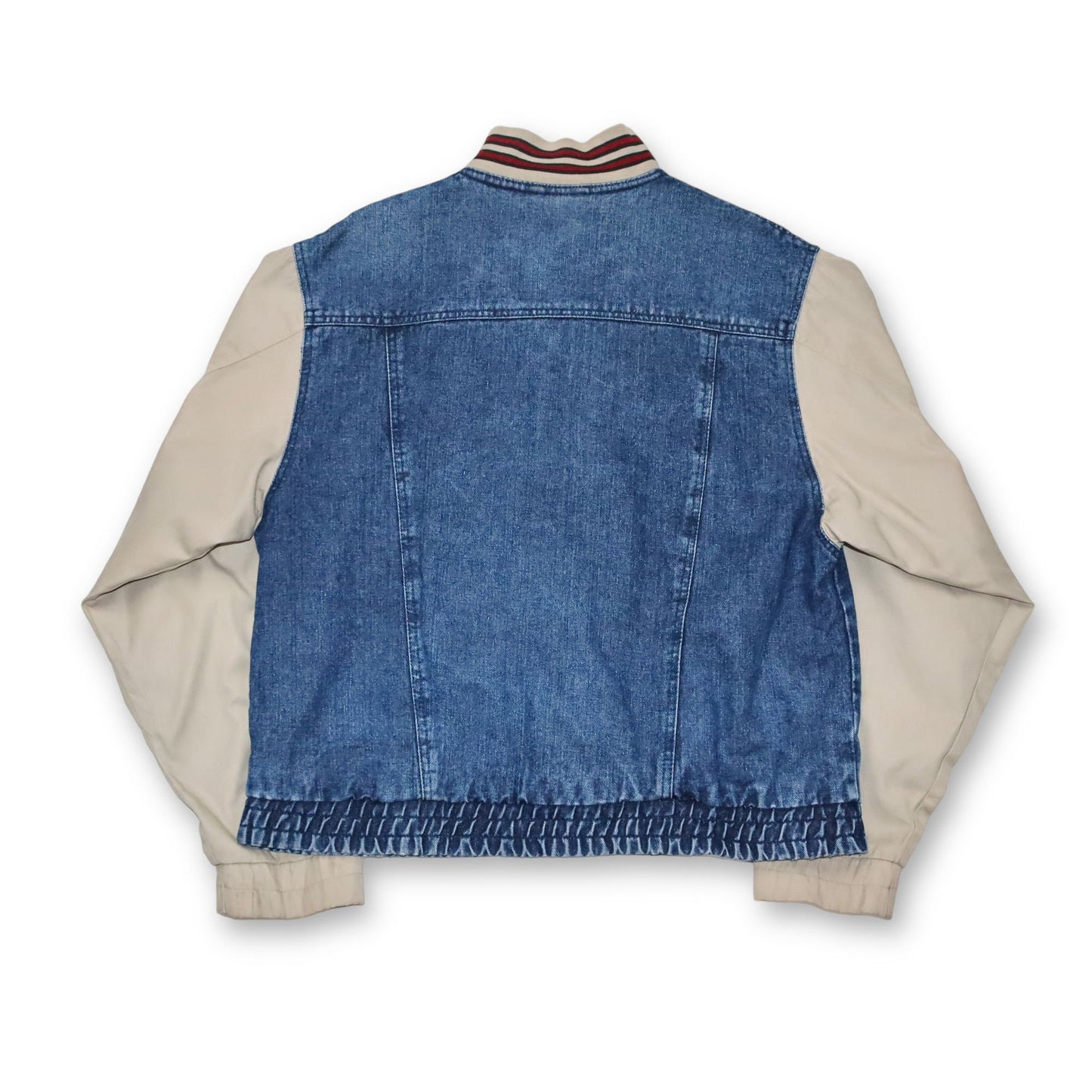 Vintage 80s 90s GREAT LAND baseball jacket jacket denim beige blue S
