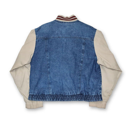 Vintage 80s 90s GREAT LAND baseball jacket jacket denim beige blue S