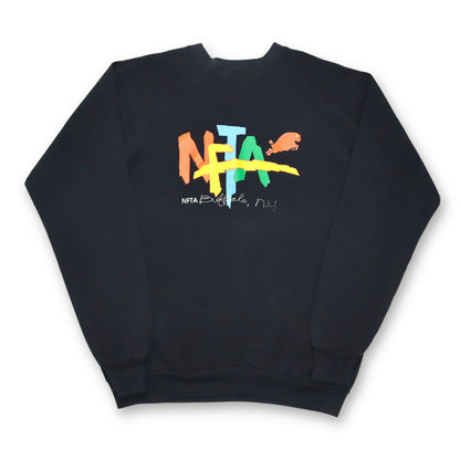 Vintage 80er 90er NFTA Buffalo NY Sweatshirt Pullover Print schwarz L