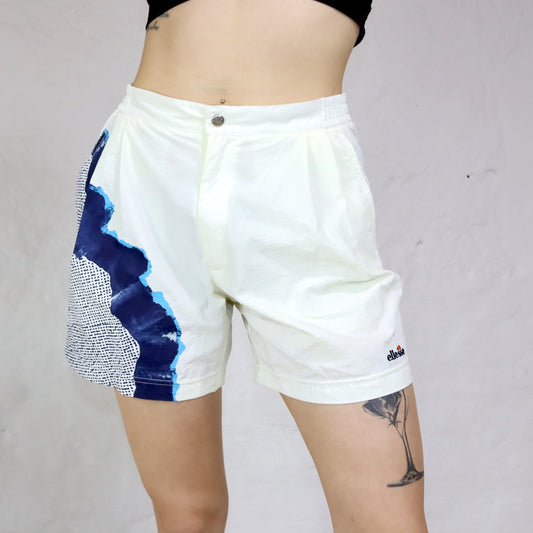 Vintage 80s 90s ELLESSE Bermuda shorts white crazy pattern Deadstock 50 M