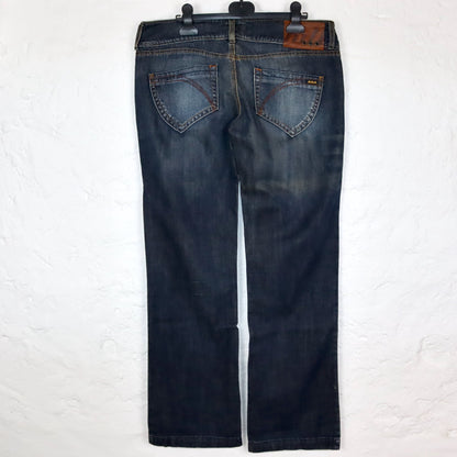 Vintage 90s 00s Y2k KILLAH jeans low waist hipster flares dark blue Deadstock W33