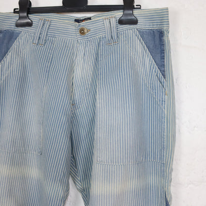 Vintage 90s 00s Y2k ENERGIE Baggy Pants Wide Leg Denim Striped Low Waist Deadstock W32
