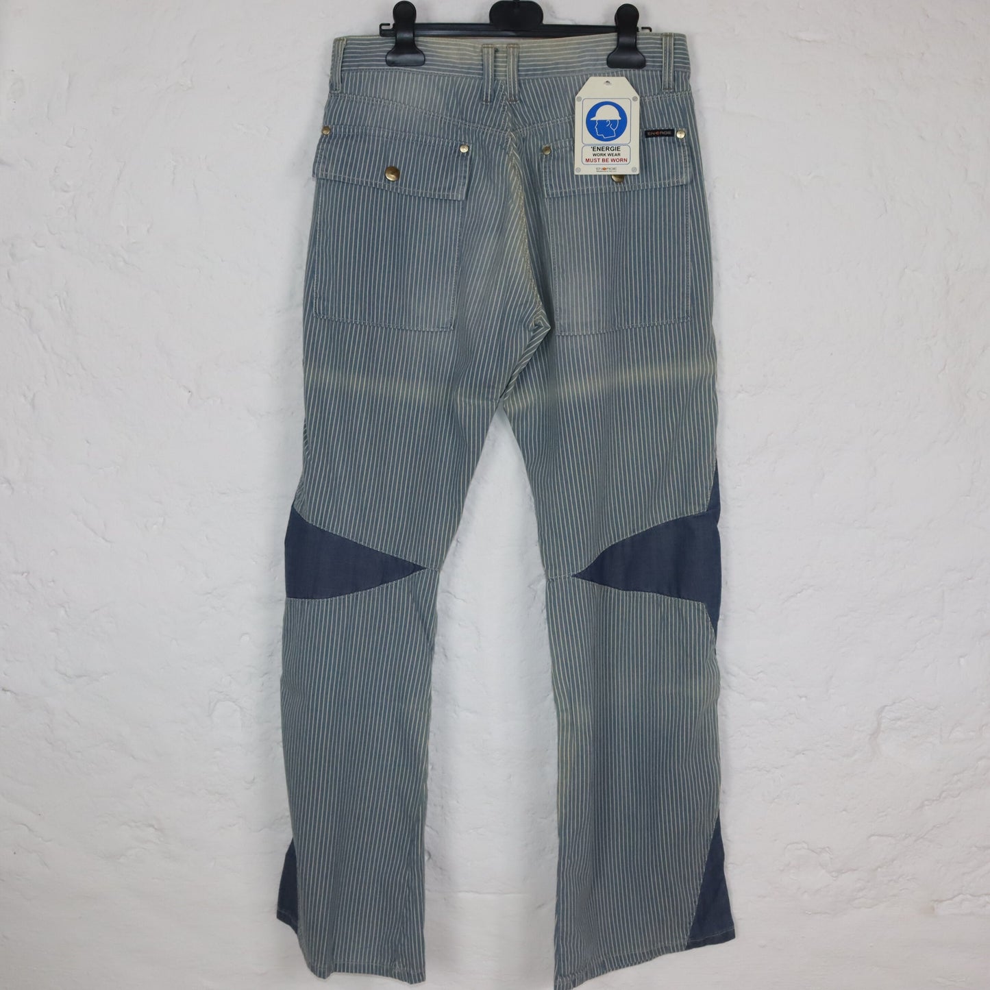 Vintage 90s 00s Y2k ENERGIE Baggy Pants Wide Leg Denim Striped Low Waist Deadstock W32