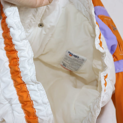 Vintage 80s 90s ELLESSE Rare Ski Jacket Winter Jacket Lined White Orange Lilac Yellow Thermal Insulation 38/40