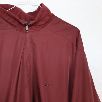 Vintage 80er 90er NIKE Golf Windbreaker Wendejacke Pullover Stehkragen Wolle weinrot XL