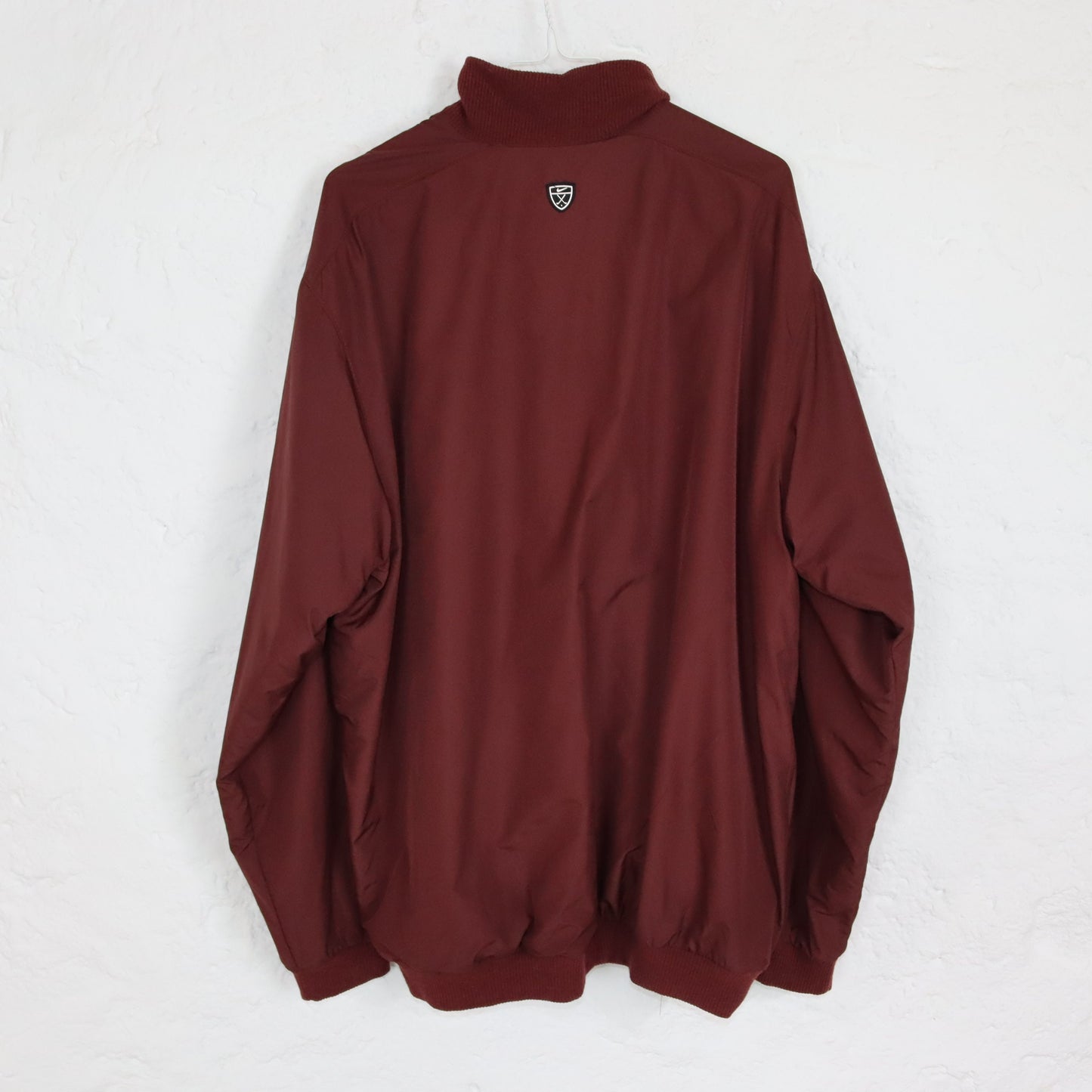 Vintage 80er 90er NIKE Golf Windbreaker Wendejacke Pullover Stehkragen Wolle weinrot XL