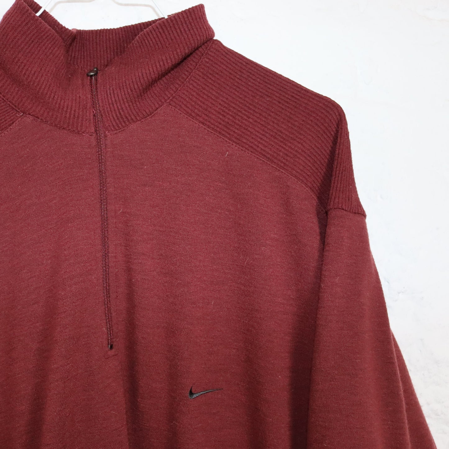 Vintage 80er 90er NIKE Golf Windbreaker Wendejacke Pullover Stehkragen Wolle weinrot XL