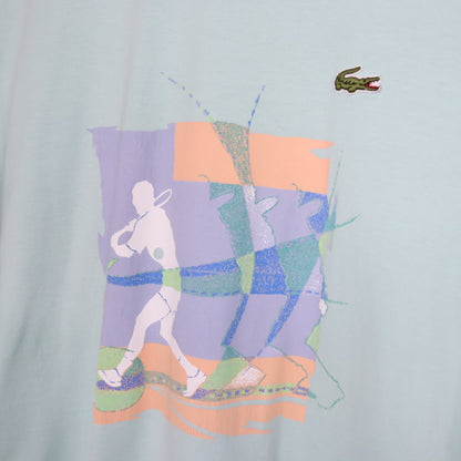Vintage 80s 90s LACOSTE T-Shirt short sleeve print turquoise 5 L
