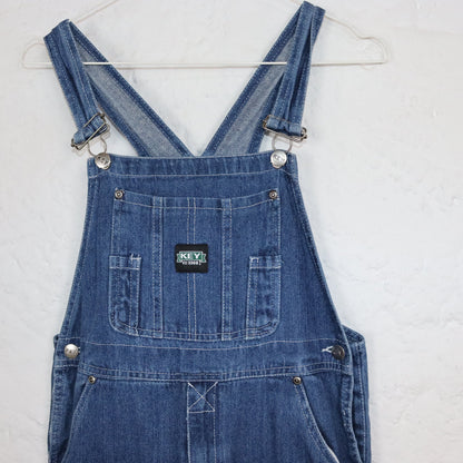 Vintage 80er 90er KEY Latzhose Einteiler Overall dünner Jeansstoff Denim S
