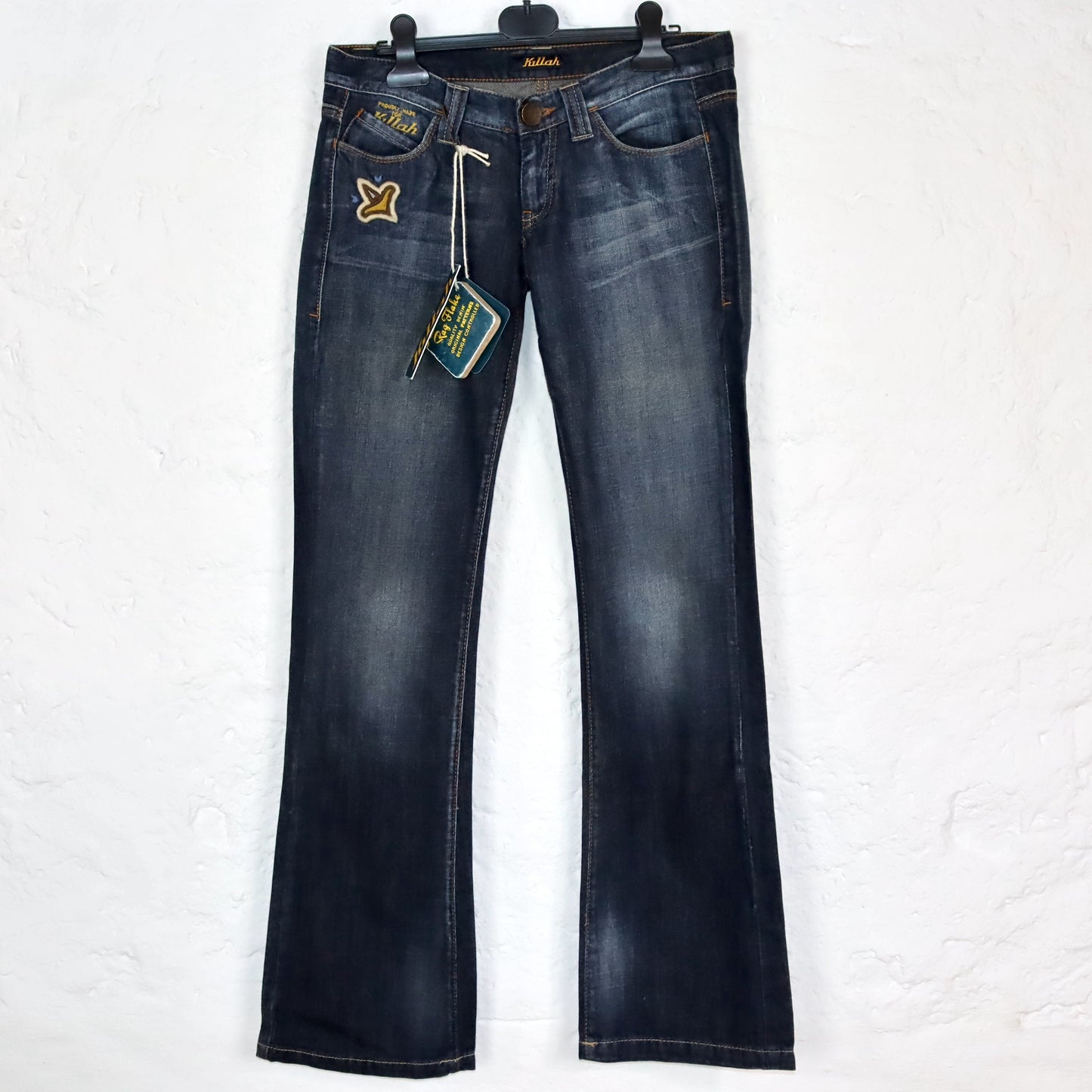 Vintage 90s 00s Y2k KILLAH Jeans low waist hipster flares embroidery deadstock W28