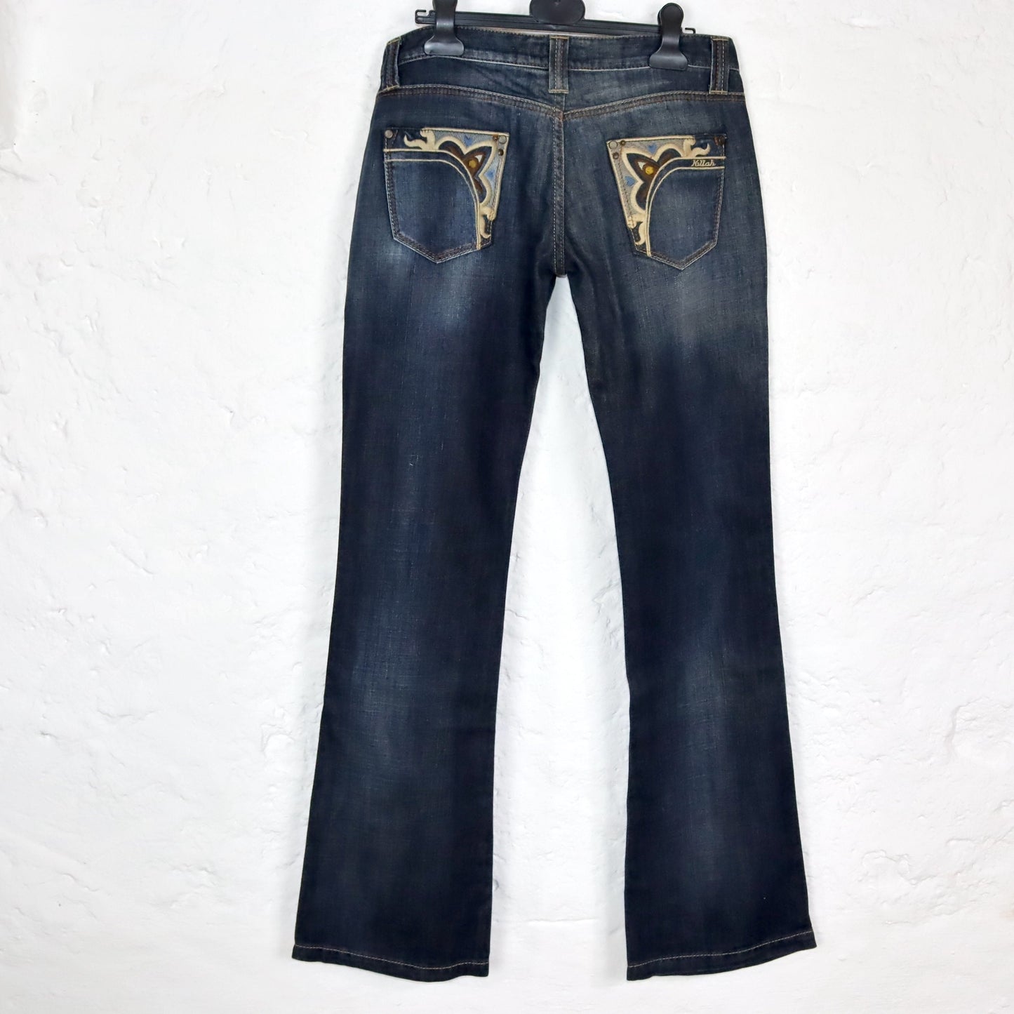 Vintage 90s 00s Y2k KILLAH Jeans low waist hipster flares embroidery deadstock W28