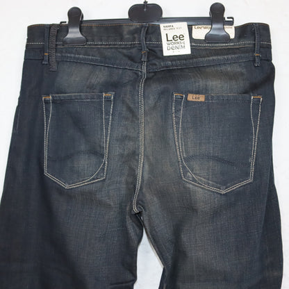 Vintage 90s 00s Y2k LEE Jeans Baggy Wide Leg Pants Dark Blue Deadstock W31 L35