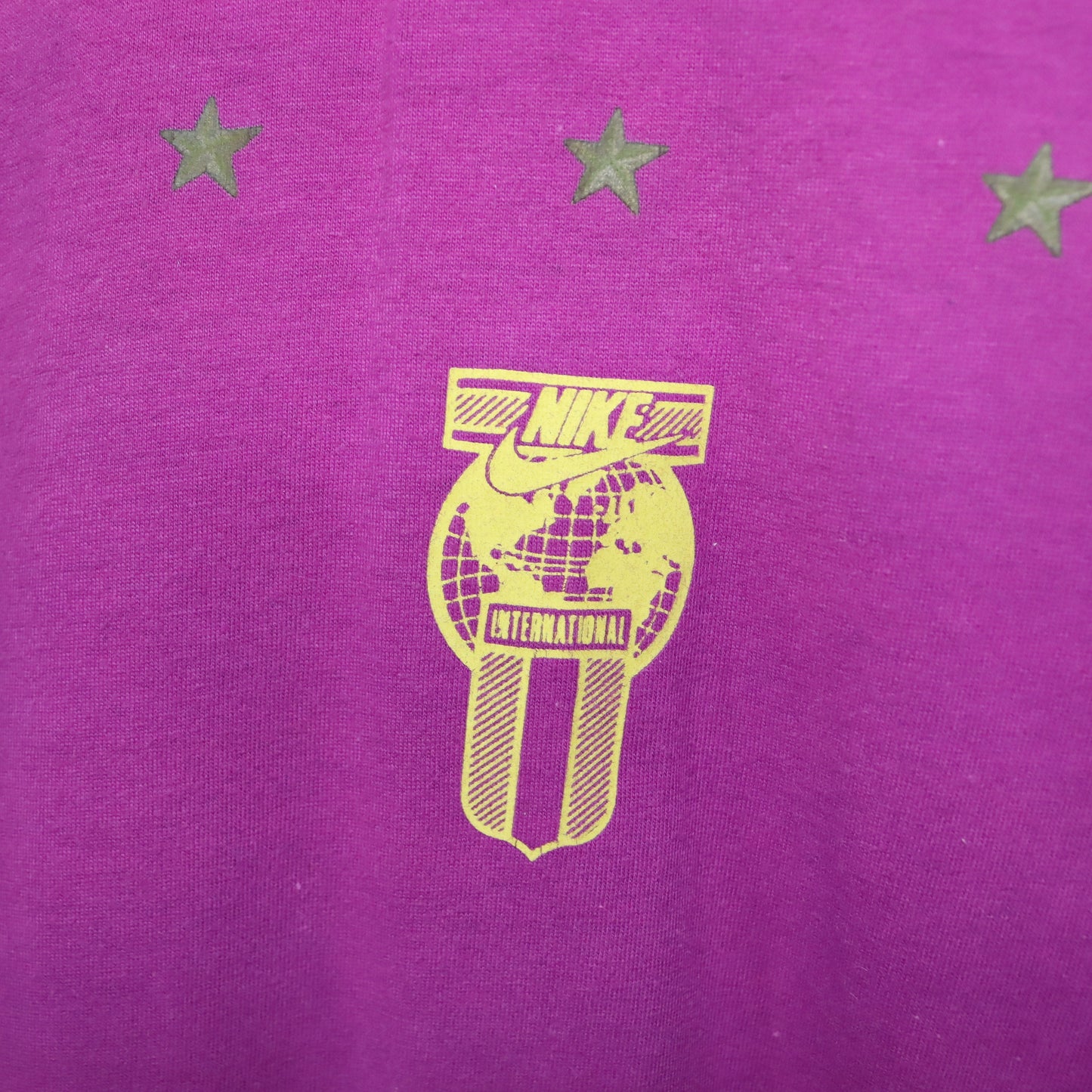 Vintage 80s 90s NIKE International T-Shirt short sleeve purple pink with print L