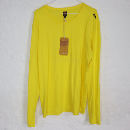 Vintage 90er 00er Y2k ENERGIE Basic Longsleeve T-Shirt langarm gelb Deadstock XL