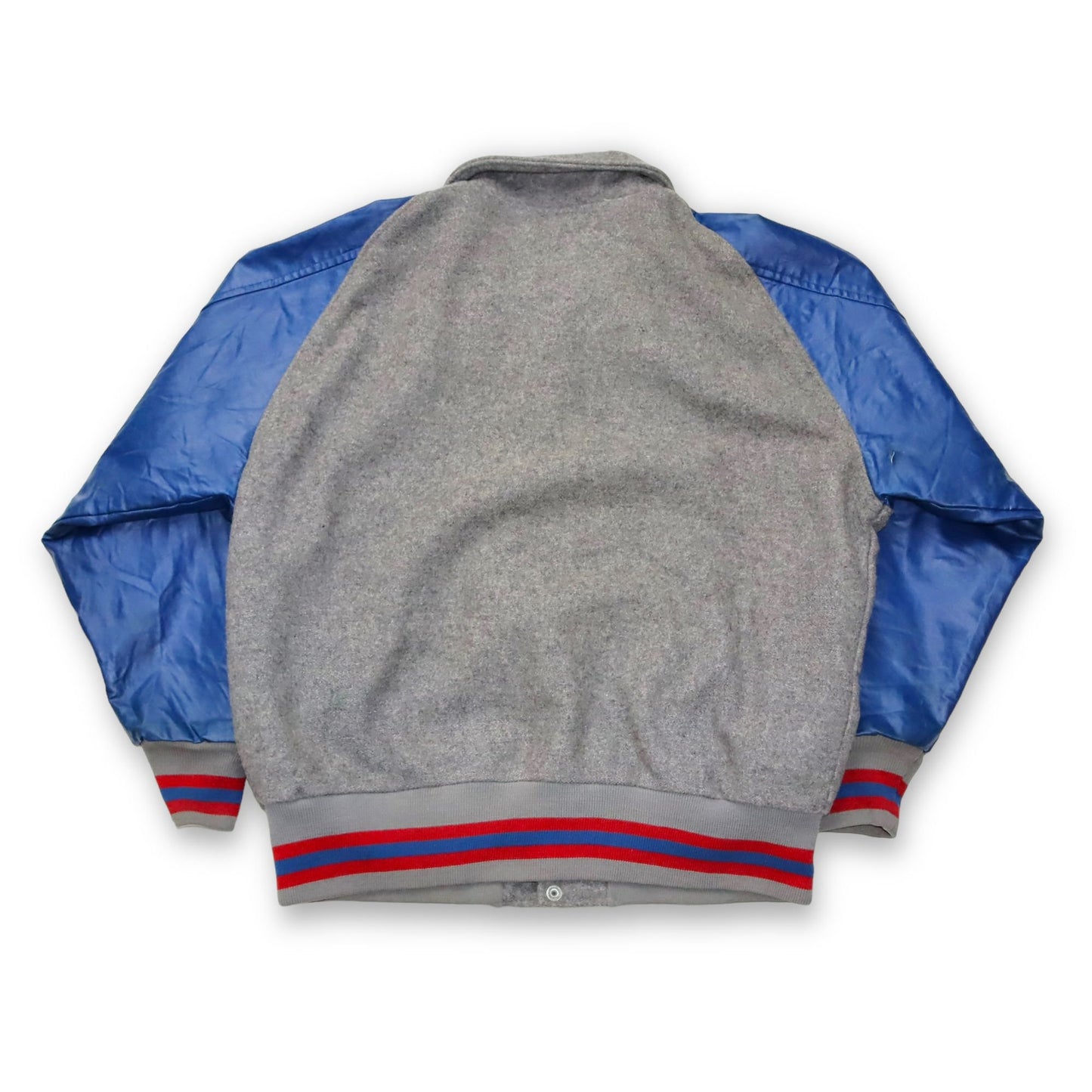 Vintage AWARDS USA jacket college jacket baseball jacket Rowland wool grey blue XL