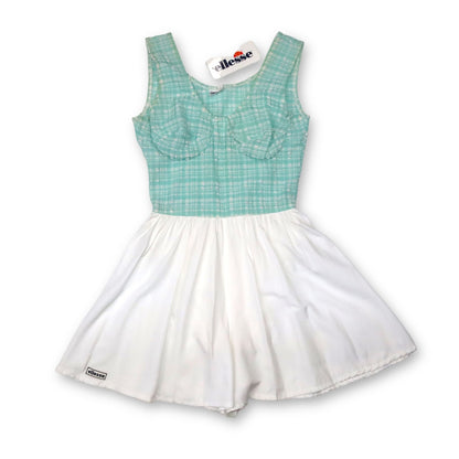 Vintage 80er 90er ELLESSE Rare Tennis Jumpsuit Hosenkleid türkis weiß Deadstock S