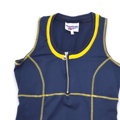 Vintage 80s 90s REEBOK training one-piece gymnastics bodysuit dark blue yellow 40