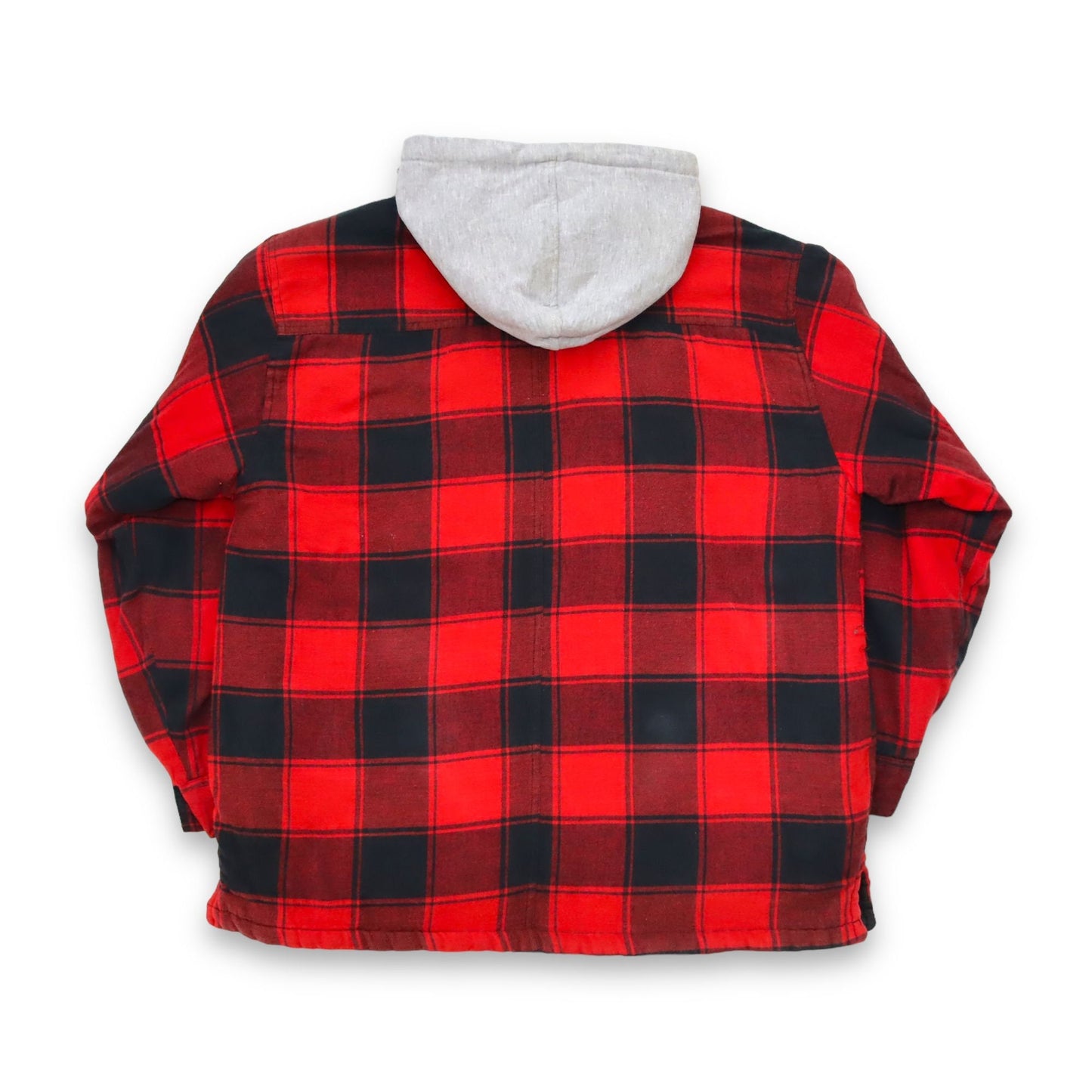 Vintage 90s 00s Y2k DICKIES Workwear Flannel Shirt Jacket with Hood Lined Black Red L