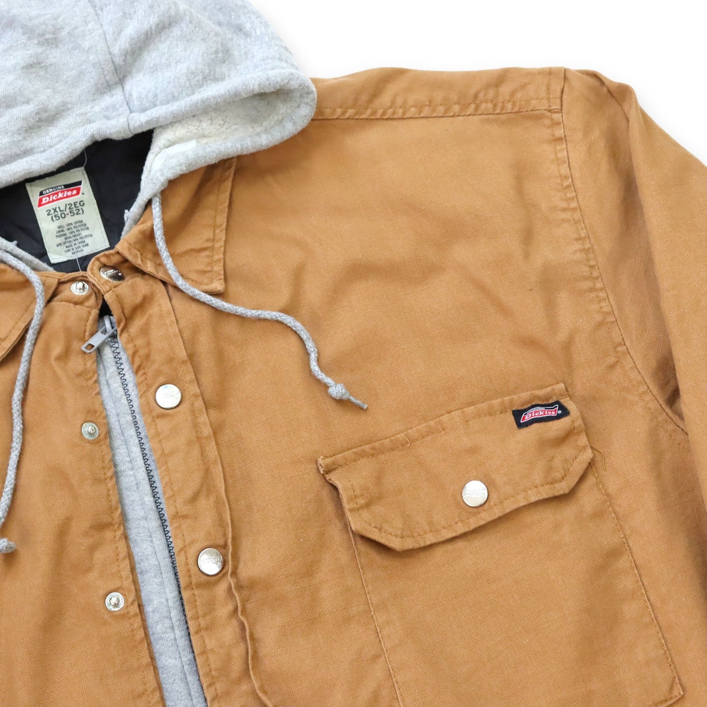 Vintage 90s 00s Y2k DICKIES Workwear Jacket Shirt with Hood beige 2XL