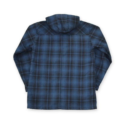 Vintage 90s 00s Y2k DICKIES Workwear Flannel Shirt Jacket with Hood blue black S