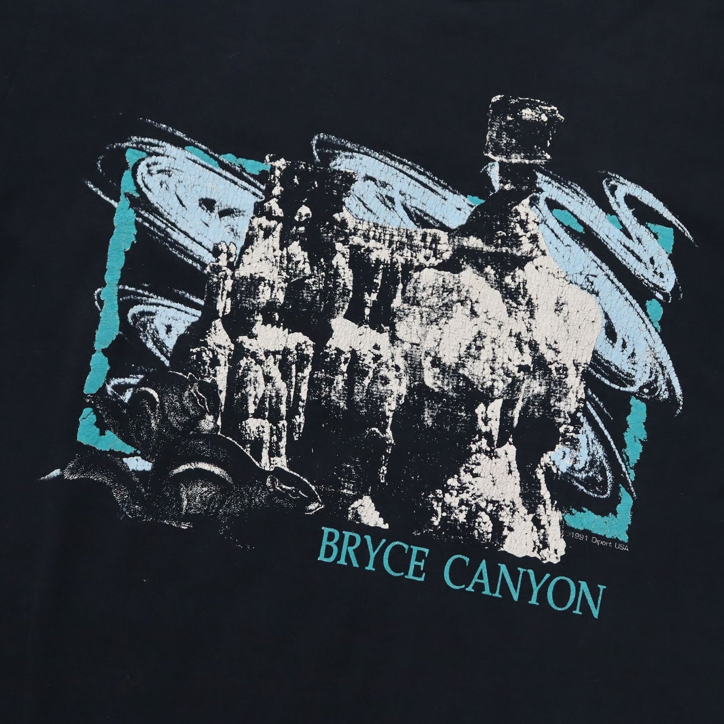 Vintage 80s 90s DIPORT USA T-Shirt short sleeve black turquoise print Bryce Canyon XL