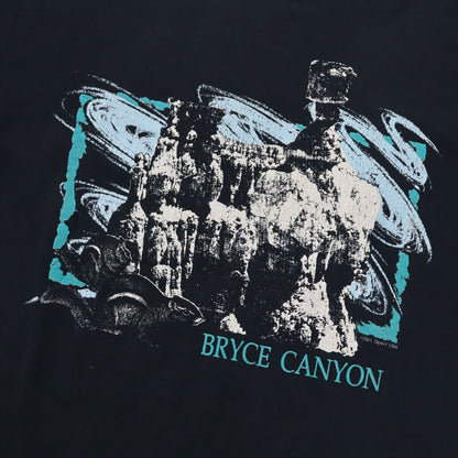 Vintage 80s 90s DIPORT USA T-Shirt short sleeve black turquoise print Bryce Canyon XL