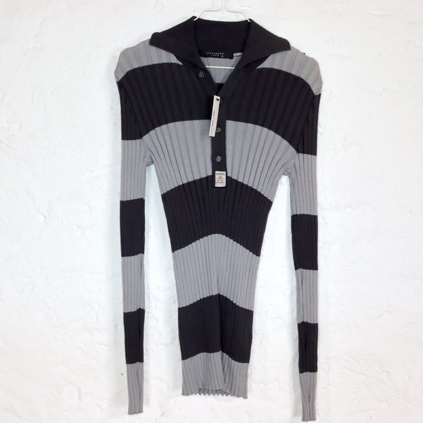 Vintage 90s 00s Y2K CIPO&amp;BAXX longsleeve thin sweater striped deadstock