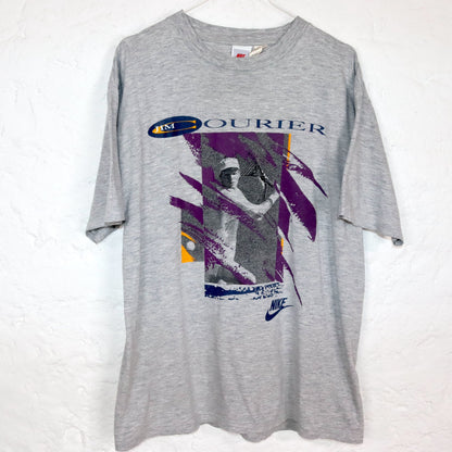 Vintage 80s 90s NIKE Rare T-Shirt short sleeve grey Jim Courier Tennis M