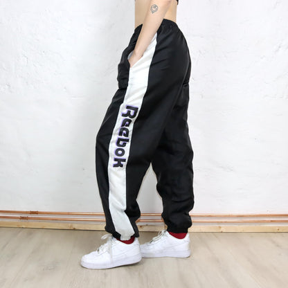 Vintage 80s 90s REEBOK tracksuit bottoms black white M