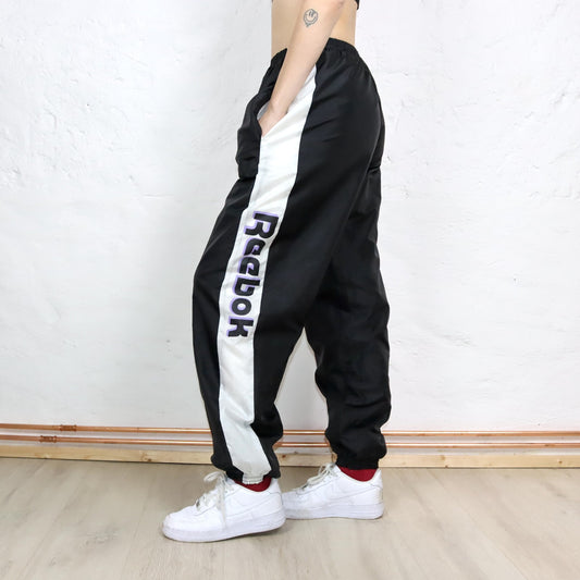 Vintage 80s 90s REEBOK tracksuit bottoms black white M
