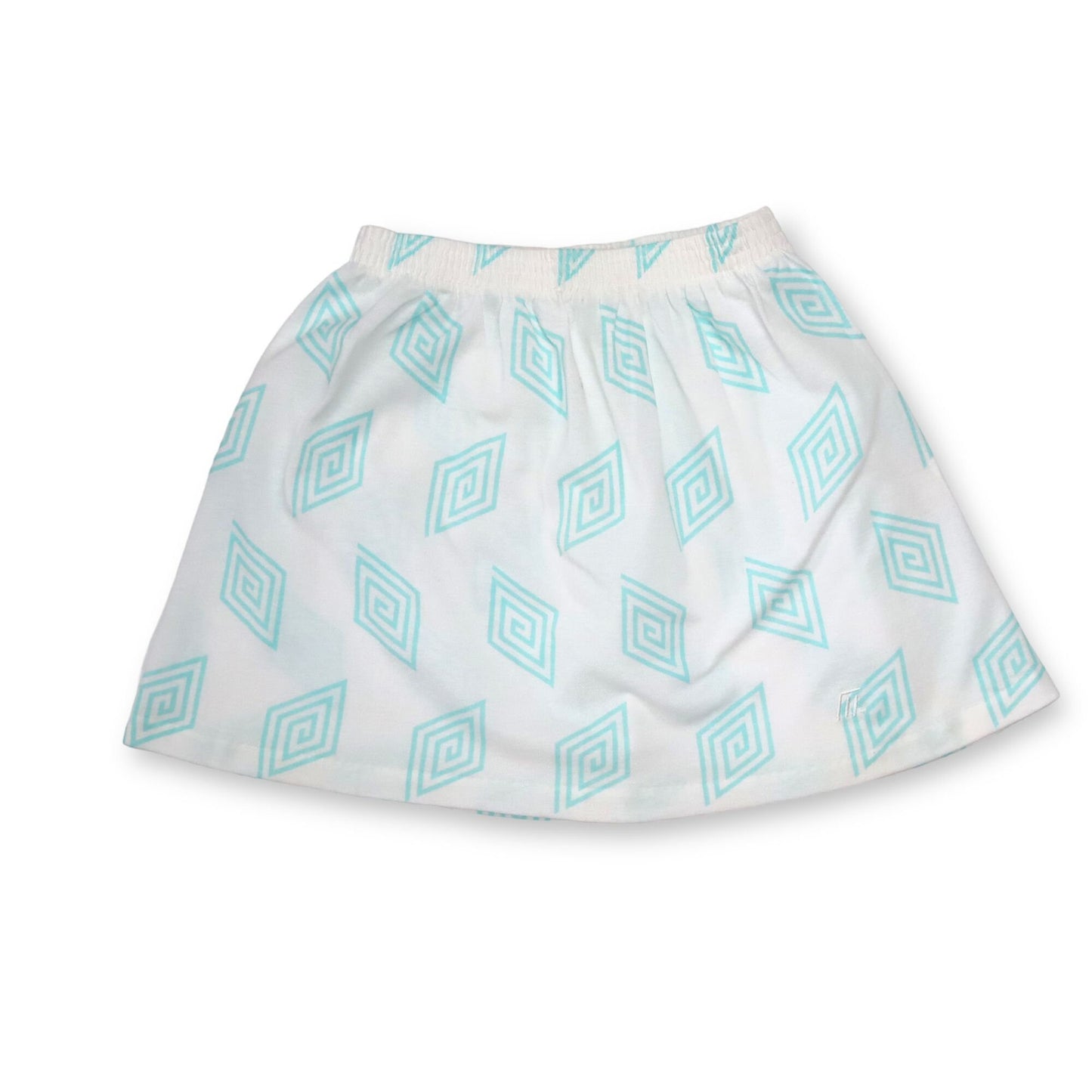 Vintage 80s 90s MEDICO skirt crazy pattern white turquoise S 36 Made in W.-Germany