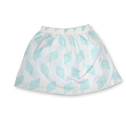 Vintage 80s 90s MEDICO skirt crazy pattern white turquoise S 36 Made in W.-Germany