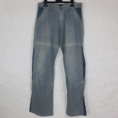 Vintage 90s 00s Y2k ENERGIE Baggy Pants Wide Leg Denim Striped Low Waist Deadstock W32