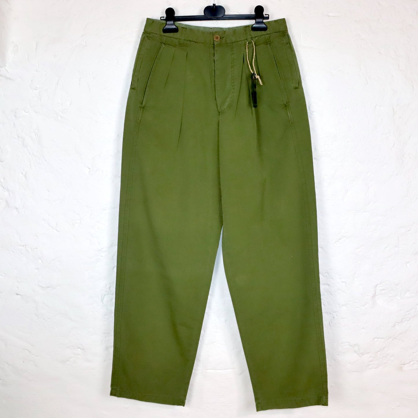 Vintage 80s 90s SOVIET pleated pants baggy wide leg khaki deadstock W34
