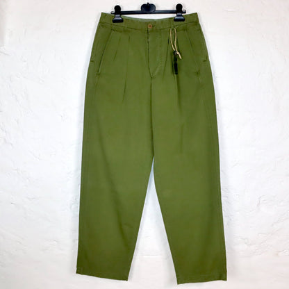 Vintage 80s 90s SOVIET pleated pants baggy wide leg khaki deadstock W34