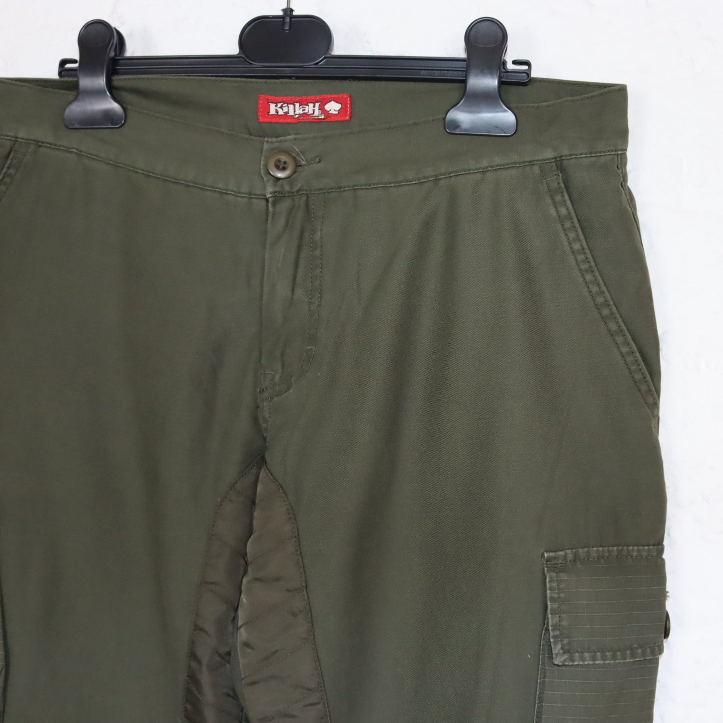 Vintage 90s 00s Y2k KILLAH pants low waist wide leg baggy cargo khaki Deadstock W29