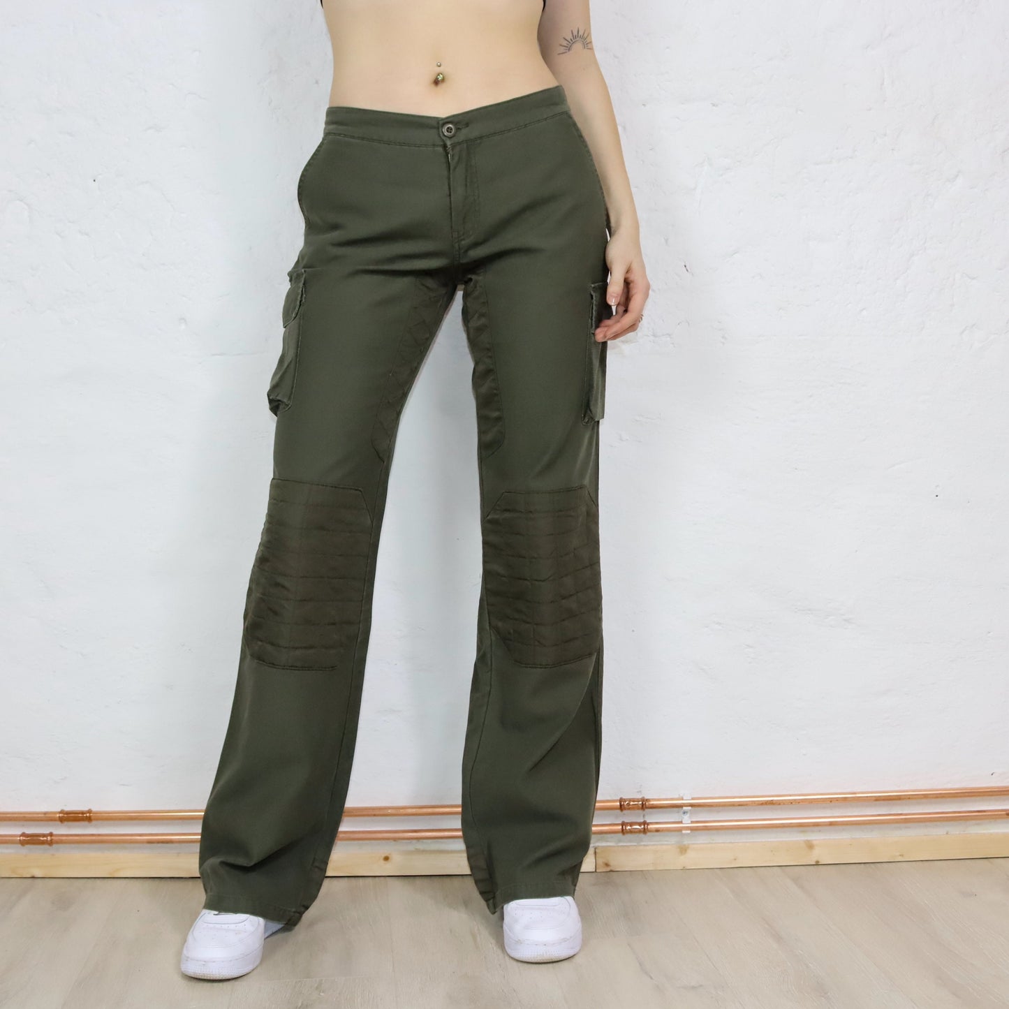 Vintage 90s 00s Y2k KILLAH pants low waist wide leg baggy cargo khaki Deadstock W29
