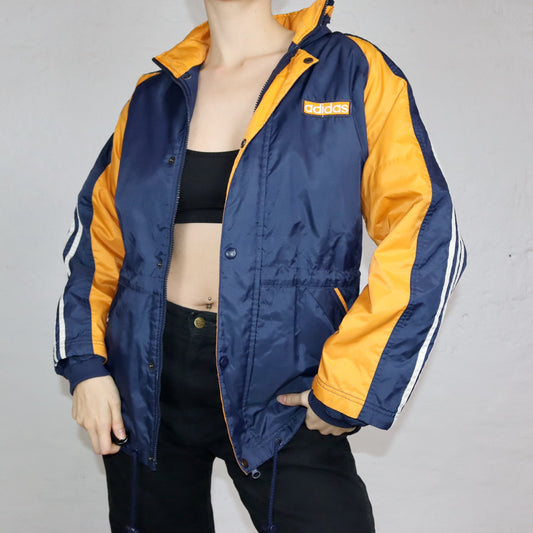 Vintage rain jacket lightly lined yellow dark blue Gore-Tex ADIDAS 164 S