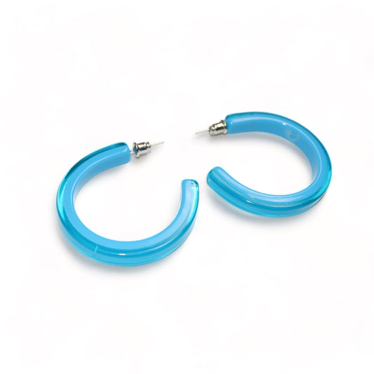 Vintage 80s 90s Y2k earrings hoop earrings deadstock blue slightly transparent