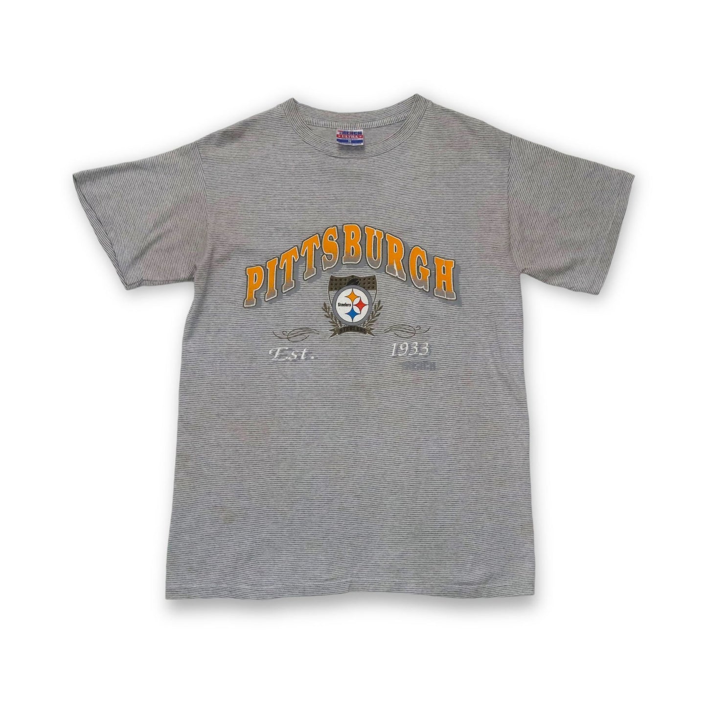 Vintage 80s 90s TRENCH ULTRA Pittsburgh Steelers T-shirt striped gray M