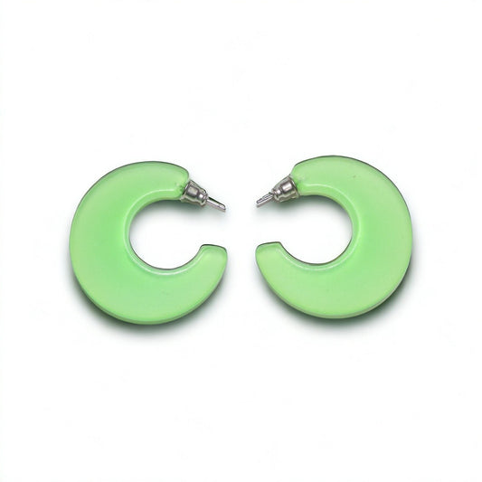 Vintage 80s 90s Y2k Hoop Earrings Studs Green Deadstock