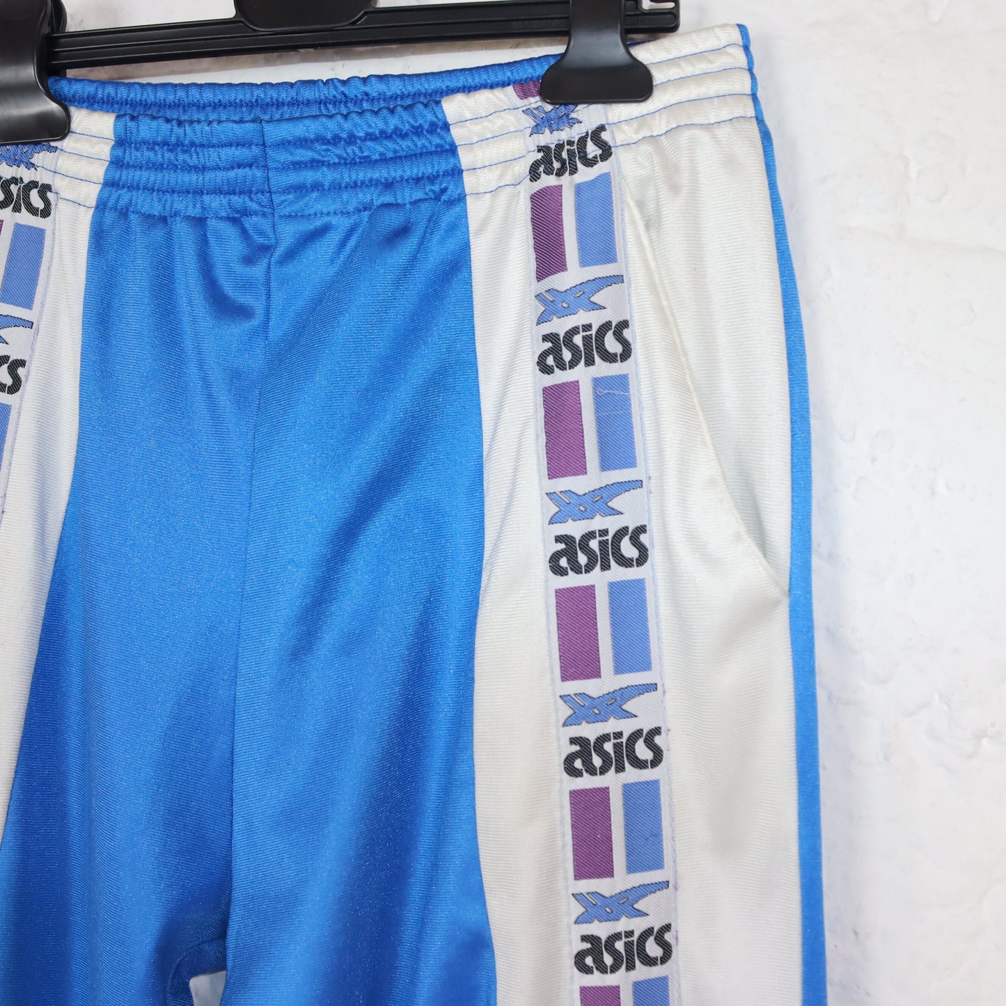 Vintage 80s 90s ASICS jogging pants training pants blue white shiny 50 L