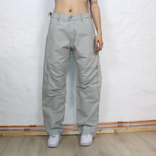 Vintage 80s 90s Y2k DIESEL Baggy Pants Trousers Wide Leg Light Grey Deadstock W32