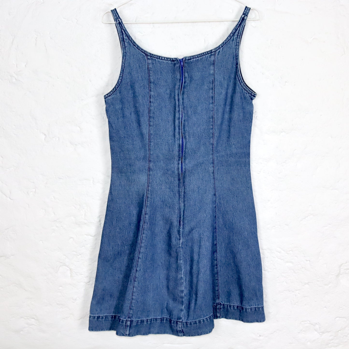 Vintage 80s 90s denim dress mini dress short dress denim embroidery details 38